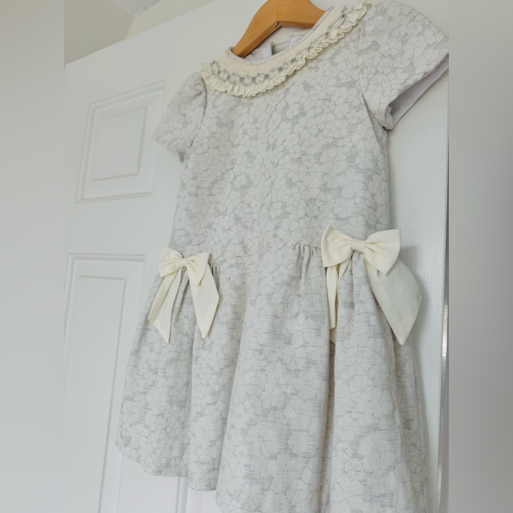 Luli & Me ivory Lace Floral Bow girls 5T 5 Easter Dress